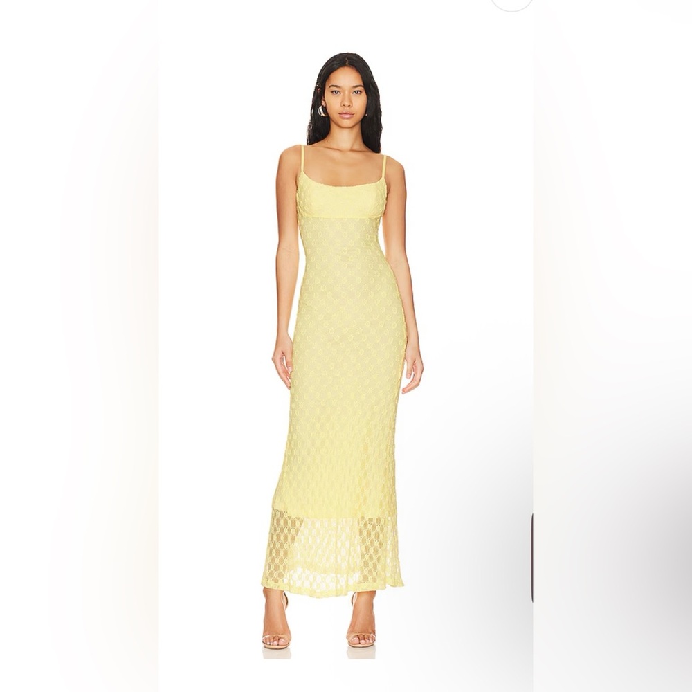 Bardot Adoni Mesh Maxi Dress in Canary Yellow